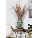 Ваза зеленого цвета из фарфора с бронзовыми ручками в виде драконов и рельефным цветочным декором Eden Garden porcelain and bronze варинант исполнения - 7 | Loft Concept в Липецке