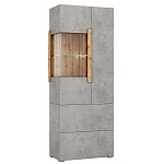 Шкаф-витрина двухдверная с фасадом цвета серый бетон Grace of Furniture варинант исполнения - 2 | Loft Concept в Липецке