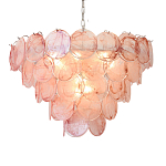 Люстра с каскадом из круглых розовых стеклянных дисков Pink Light Waterfall варинант исполнения - 5 | Loft Concept в Липецке