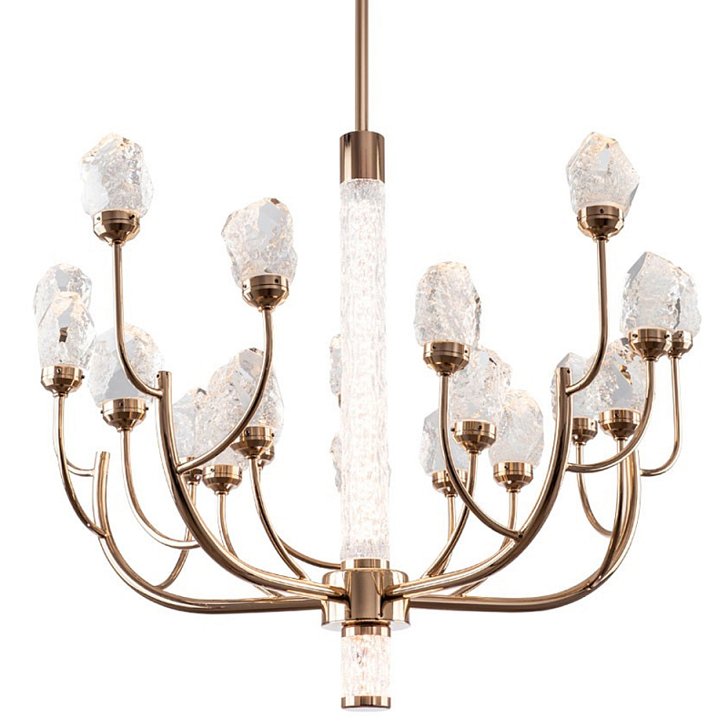 Люстра с декором в виде кристаллов из хрусталя Kenneth Crystal Stone Chandelier 20 Золотой Шампань Прозрачное Стекло Люстра с декором в виде кристаллов из хрусталя Kenneth Crystal Stone Chandelier 20 Золотой Шампань Прозрачное Стекло в Липецке | Loft Concept
