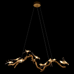 Люстра подвесная линейная с прозрачными стеклянными птичками на ветвях Serip Voa варинант исполнения - 3 | Loft Concept в Липецке