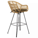 Стул барный с ротанговым плетением Half Bar Chair with Wicker с подлокотниками варинант исполнения - 4 | Loft Concept в Липецке