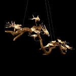 Люстра подвесная линейная с прозрачными стеклянными птичками на ветвях Serip Voa варинант исполнения - 9 | Loft Concept в Липецке