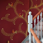 Обои с вышивкой ручной работы Fyodor Original colourway on Merlot linen варинант исполнения - 2 | Loft Concept в Липецке