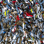 Ковер прямоугольный разноцветный из джинсовой одежды Zero Waste варинант исполнения - 2 | Loft Concept в Липецке