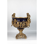 Чаша темно-синего цвета с фигурками ангелов и рельефным декором Eden Garden porcelain and bronze варинант исполнения - 1 | Loft Concept в Липецке