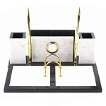 Настольный письменный набор из белого мрамора с часами Marble Accessory варинант исполнения - 1 | Loft Concept в Липецке