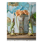 Ваза высокая из фарфора на бронзовом основании Turquoise Blooming Garden варинант исполнения - 10 | Loft Concept в Липецке