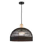 Подвесной светильник с округлым абажуром из черного ротанга Wicker Furniture варинант исполнения - 1 | Loft Concept в Липецке