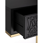 Приставной столик с резным узором на выдвижном ящике Black Table Carved Pattern варинант исполнения - 3 | Loft Concept в Липецке