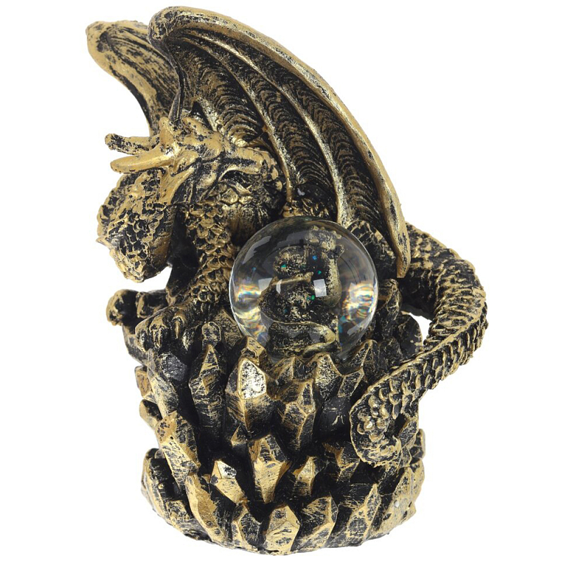 Декоративная статуэтка Дракон со стеклянным шаром Dragon and Glass Ball Gold Black Золотой Черный Прозрачное Стекло Декоративная статуэтка Дракон со стеклянным шаром Dragon and Glass Ball Gold Black Золотой Черный Прозрачное Стекло в Липецке | Loft Concept