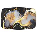 Обеденный стол с прямоугольной черно-золотой столешницей из стекла на 4-х металлических ножках Gold and Black Marble варинант исполнения - 2 | Loft Concept в Липецке