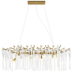 Люстра подвесная прямоугольная с бронзовыми акцентами и прозрачными стеклянными каплями Droplet Chandelier варинант исполнения - 1 | Loft Concept в Липецке