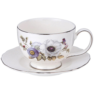Чайная пара из фарфора с рисунком цветов Garden Whisper Porcelain Set