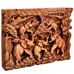 Панно из дерева пять слонов Panel With Animals варинант исполнения - 2 | Loft Concept в Липецке