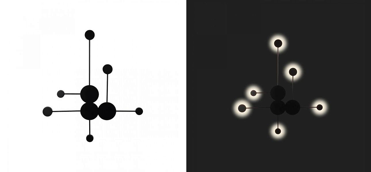 Бра Лофт Vibia Pin Wall Light 6 плафонов Черный цвет Бра Лофт Vibia Pin Wall Light 6 плафонов Черный цвет - Loft-Concept в Липецке