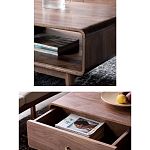 Кофейный стол из дерева с ящиком и нишей для хранения Coffee Walnut Table варинант исполнения - 4 | Loft Concept в Липецке