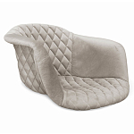 Барный стул со спинкой и мягкой обивкой с ромбами на 4-х деревянных ножках Бежевый Велюр Ava Charm варинант исполнения - 2 | Loft Concept в Липецке