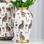 Ваза белая овальная с рисунком леопардов и золотыми акцентами LEOPARD Collection варинант исполнения - 4 | Loft Concept в Липецке