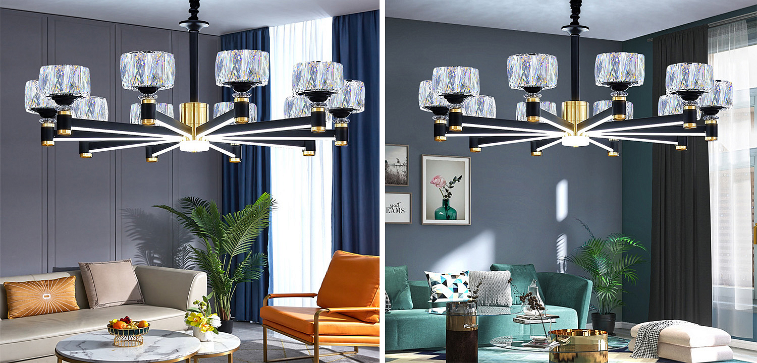 Дизайнерская Люстра 10 хрустальных плафонов Crystal Shades Chandelier Дизайнерская Люстра 10 хрустальных плафонов Crystal Shades Chandelier - Loft-Concept в Липецке