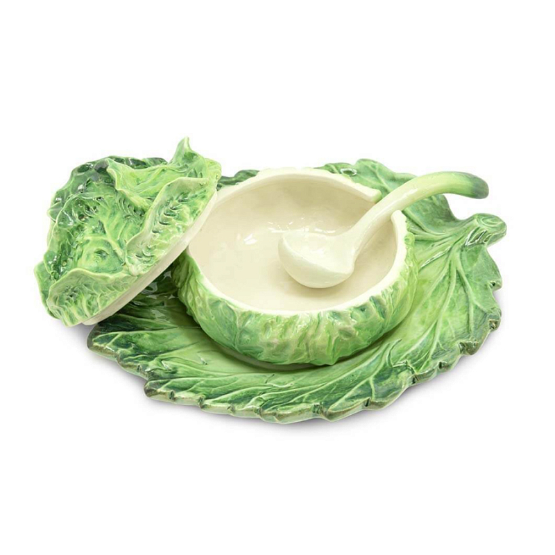 Супница SOUP BOWL CABBAGE SMALL W/PLATE D13 Зеленый Супница SOUP BOWL CABBAGE SMALL W/PLATE D13 Зеленый в Липецке | Loft Concept