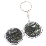 Зеркало брелок карманное двухстороннее из натурального камня Серафинит Stone Mirrors варинант исполнения - 6 | Loft Concept в Липецке