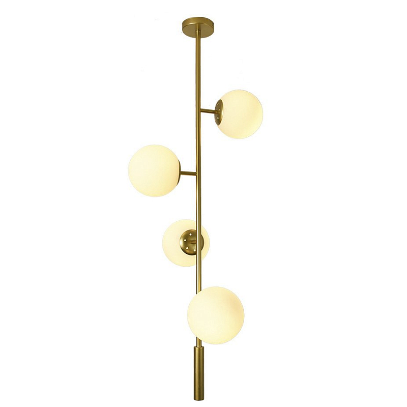 Люстра Bubble Chandelier vertical Белый Латунь Люстра Bubble Chandelier vertical Белый Латунь в Липецке | Loft Concept