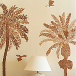 Обои с вышивкой ручной работы Deco Palms Raffia on linen варинант исполнения - 1 | Loft Concept в Липецке