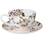 Чайный сервиз из фарфора белый с рисунком цветов на 6 персон 14 предметов Garden Whisper Porcelain Set  варинант исполнения - 1 | Loft Concept в Липецке