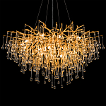 Люстра подвесная с прозрачными стеклянными подвесками в форме капель Диаметр 100 см Droplet Chandelier варинант исполнения - 8 | Loft Concept в Липецке