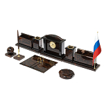 Настольный письменный набор с часами из природного камня обсидиана  Gift for Manager варинант исполнения - 2 | Loft Concept в Липецке