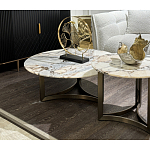 Столик журнальный с круглой мраморной столешницей Unique Stone Design варинант исполнения - 8 | Loft Concept в Липецке