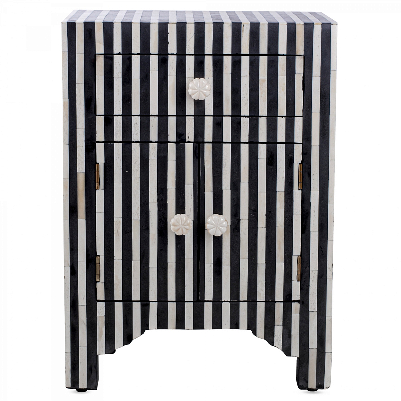 Тумба инкрустация костью Inlaid Bone Stripes чёрно-белые полосы Белый Черный Тумба инкрустация костью Inlaid Bone Stripes чёрно-белые полосы Белый Черный в Липецке | Loft Concept