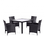 Обеденный комплект из искуственного ротанга Vintara черный варинант исполнения - 1 | Loft Concept в Липецке