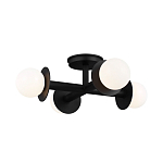 Потолочный светильник с тремя белыми матовыми стеклянными плафонами в форме шаров на черном основании Generation Lighting варинант исполнения - 2 | Loft Concept в Липецке