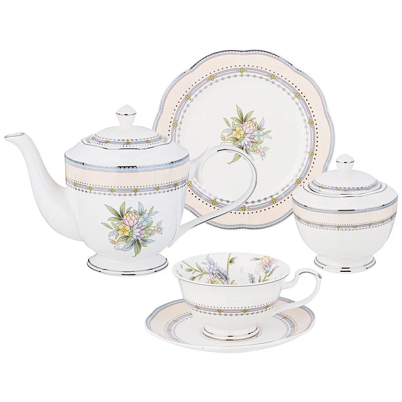Чайный сервиз из фарфора на 6 персон 20 предметов Tea Flower Set Мульти Чайный сервиз из фарфора на 6 персон 20 предметов Tea Flower Set Мульти в Липецке | Loft Concept