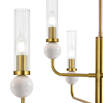 Люстра с 6-ю плафонами в форме стеклянных трубок и мраморных декоративных элементов Montreal варинант исполнения - 5 | Loft Concept в Липецке