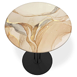 Стол журнальный круглый с бежевой столешницей из стекла Beige Marble варинант исполнения - 2 | Loft Concept в Липецке