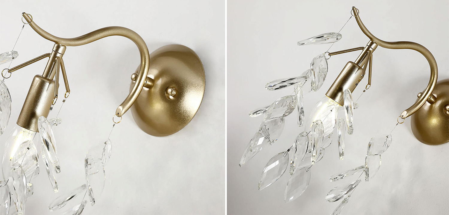 Бра Hanging Crystal Leaves Wall Lamp Бра Hanging Crystal Leaves Wall Lamp - Loft-Concept в Липецке