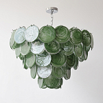 Люстра из зеленых стеклянных дисков с перламутровым эффектом Green Glowing Glaze варинант исполнения - 5 | Loft Concept в Липецке