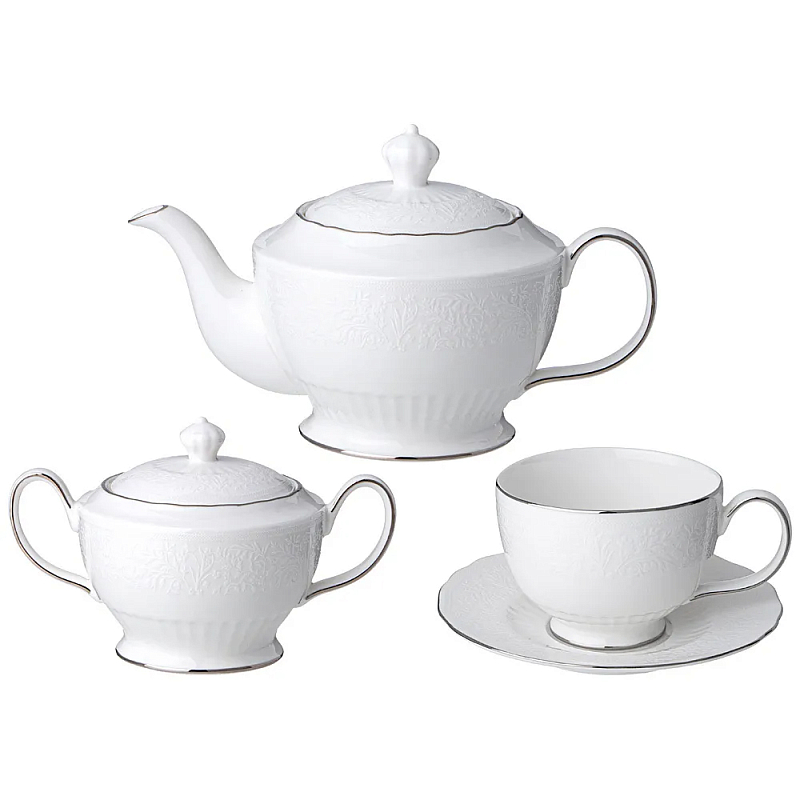 Чайный сервиз белый из фарфора на 6 персон 14 предметов Garden Whisper Porcelain Set Белый Чайный сервиз белый из фарфора на 6 персон 14 предметов Garden Whisper Porcelain Set Белый в Липецке | Loft Concept
