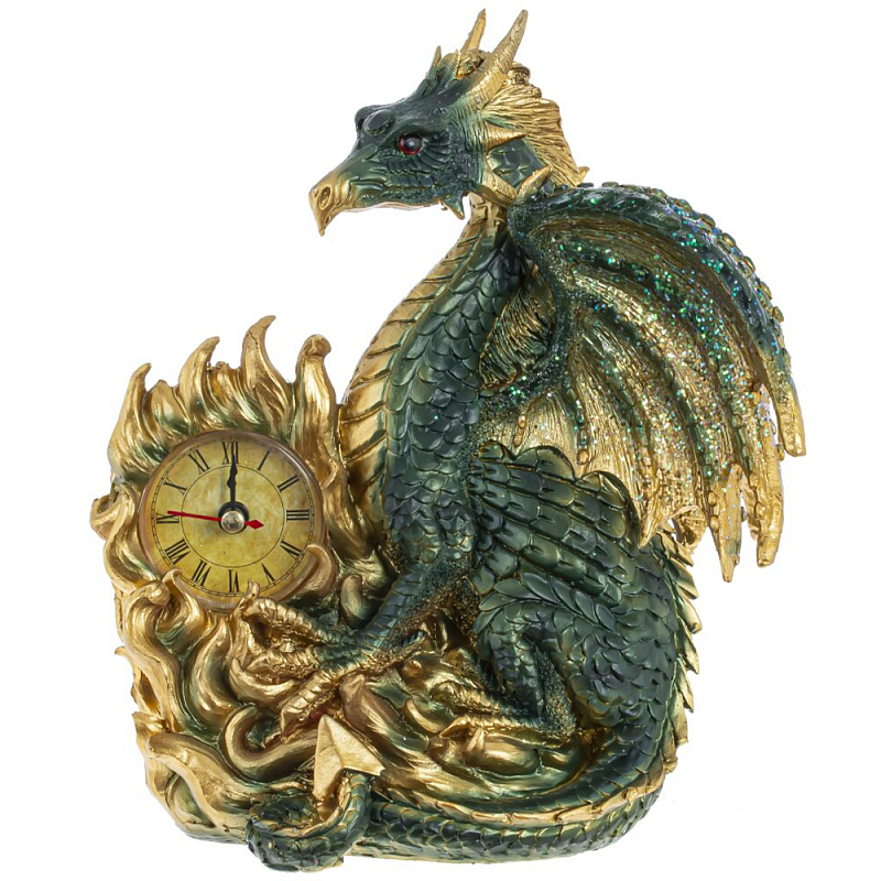 Часы в виде дракона Green Gold Dragon Clock Золотой Зеленый Часы в виде дракона Green Gold Dragon Clock Золотой Зеленый в Липецке | Loft Concept