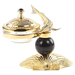 Икорница с декором "Стерлядка на ракушке" с гравировкой на подставке из натурального камня Обсидиан Decorative Cavair Dishes варинант исполнения - 1 | Loft Concept в Липецке