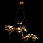 Люстра подвесная линейная с прозрачными стеклянными птичками на ветвях Serip Voa варинант исполнения - 5 | Loft Concept в Липецке