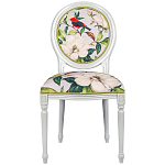 Стул светло-серый из натурального бука с изображением птиц и цветов Blooming Red Birds варинант исполнения - 1 | Loft Concept в Липецке