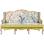Диван из натурального бука бежевый с изображением птиц и цветов Beige Green Chinoiserie Garden Sofa варинант исполнения - 1 | Loft Concept в Липецке