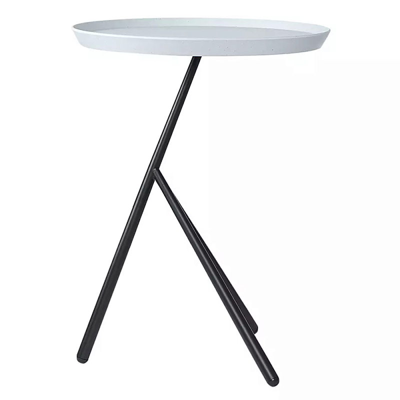 Столик приставной с круглой серой столешницей и черным основанием Round Stable Table Серый Черный Столик приставной с круглой серой столешницей и черным основанием Round Stable Table Серый Черный в Липецке | Loft Concept