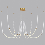 Люстра подвесная с 6-ю изогнутыми плафонами и белыми декоративными шариками PEARLS Suspension варинант исполнения - 3 | Loft Concept в Липецке
