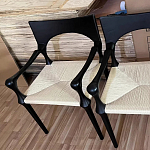 Стул дизайнерский с плетеным сидением Kronos Dining Chair Black варинант исполнения - 2 | Loft Concept в Липецке
