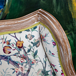 Кресло из натурального бука бежевое с изображением птиц и цветов Beige Green Chinoiserie Garden Armchair варинант исполнения - 3 | Loft Concept в Липецке